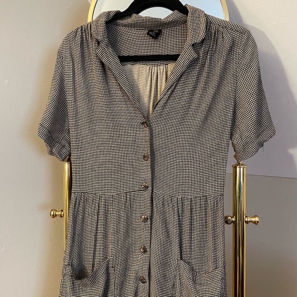 Urban Outfitters Button-Down Mido Shirt Dress - Size M in Black & Beige - Picture 3 of 6
